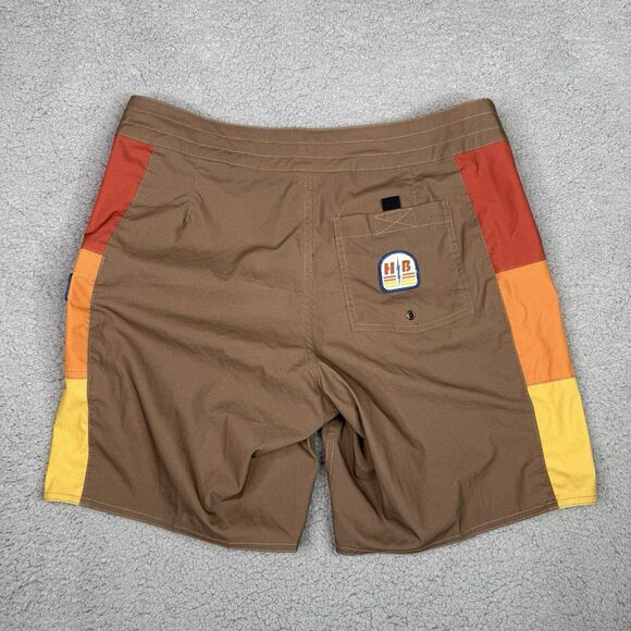 Howler Brothers Board Shorts Mens 34 Brown HB Chargers Premium Swim Surf Trunks - Picture 2 of 11